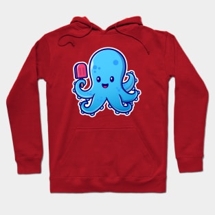 Cute Octopus Holding Ice Cream Popsicle Hoodie